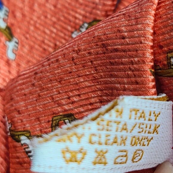 BVLGARI BULGARI Neck Tie. Venice Gondolas On Red Silk 7 Fold  Made In Italy - Picture 6 of 8